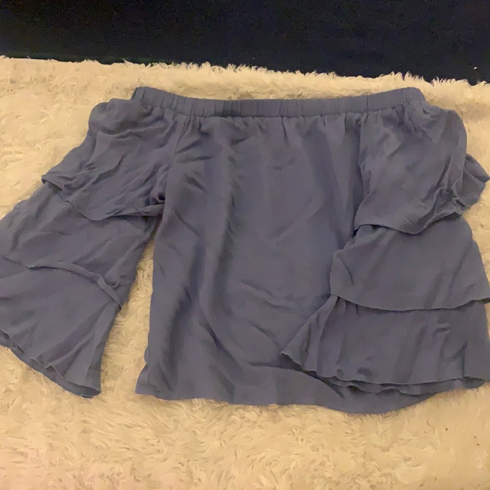 Ella Moss periwinkle blue off-the-shoulder top - Picture 4 of 8